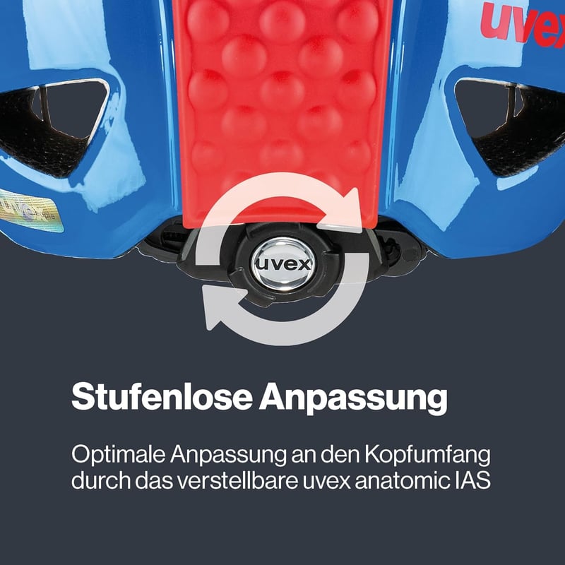 Uvex Oyo gyerek kerékpáros sisak LED világítással és oldalsó védelemmel - 50-54 cm, Ocean Blue
