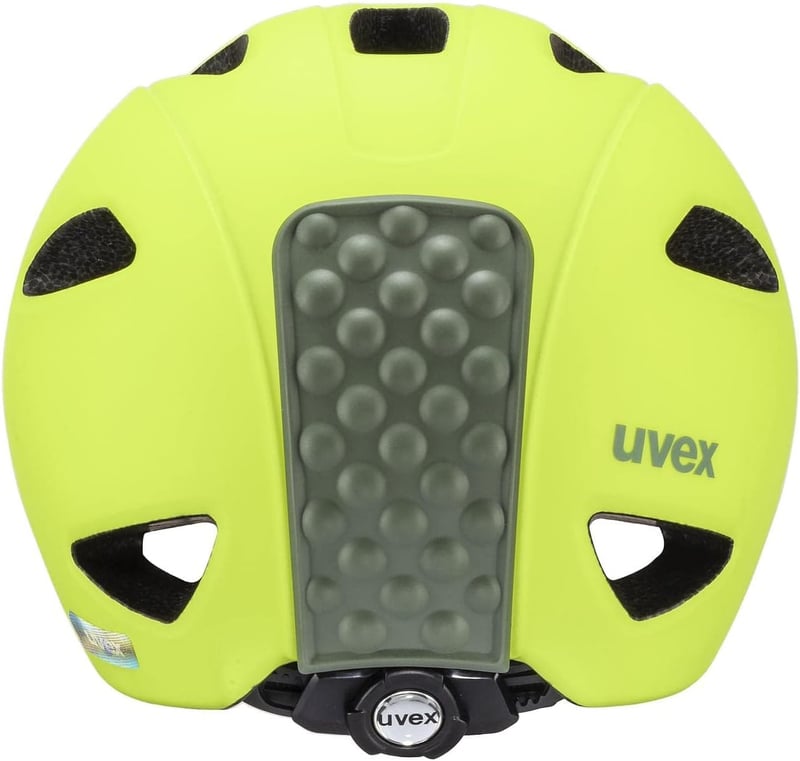 Uvex Oyo gyerek kerékpáros sisak LED világítással és oldalsó védelemmel - 45-50 cm, neon yellow-moss green matt