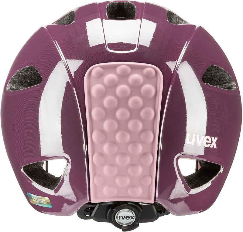 Uvex Oyo gyerek kerékpáros sisak LED világítással és oldalsó védelemmel - 50-54 cm, Plum - Dust Rose