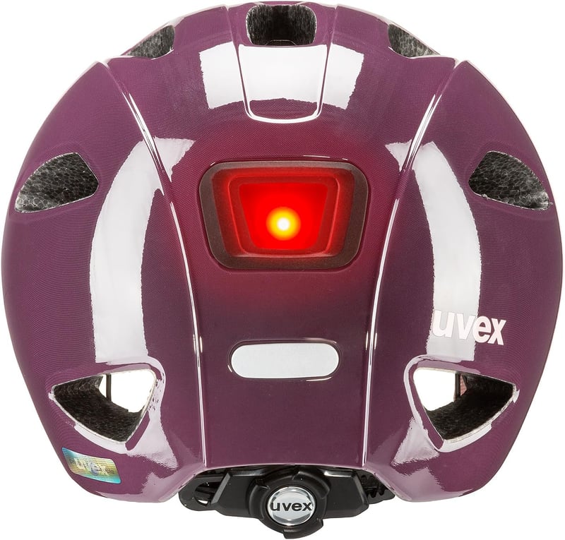 Uvex Oyo gyerek kerékpáros sisak LED világítással és oldalsó védelemmel - 50-54 cm, Plum - Dust Rose