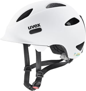 Uvex Oyo gyerek kerékpáros sisak LED világítással és oldalsó védelemmel - 50-54 cm, White - Matte Black