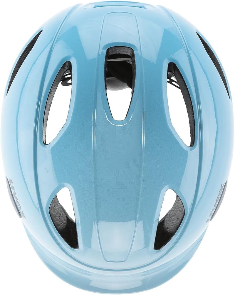 Uvex Oyo gyerek kerékpáros sisak LED világítással és oldalsó védelemmel - 45-50 cm, Cloud Blue - Grey