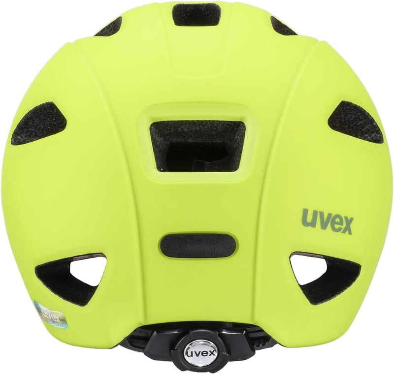 Uvex Oyo gyerek kerékpáros sisak LED világítással és oldalsó védelemmel - 45-50 cm, neon yellow-moss green matt