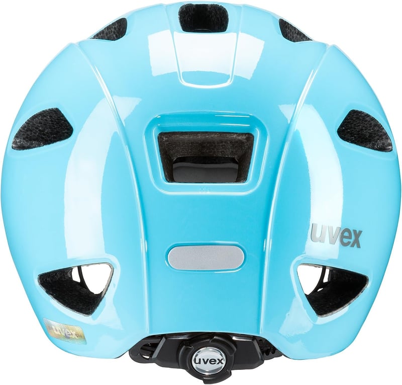 Uvex Oyo gyerek kerékpáros sisak LED világítással és oldalsó védelemmel - 45-50 cm, Cloud Blue - Grey