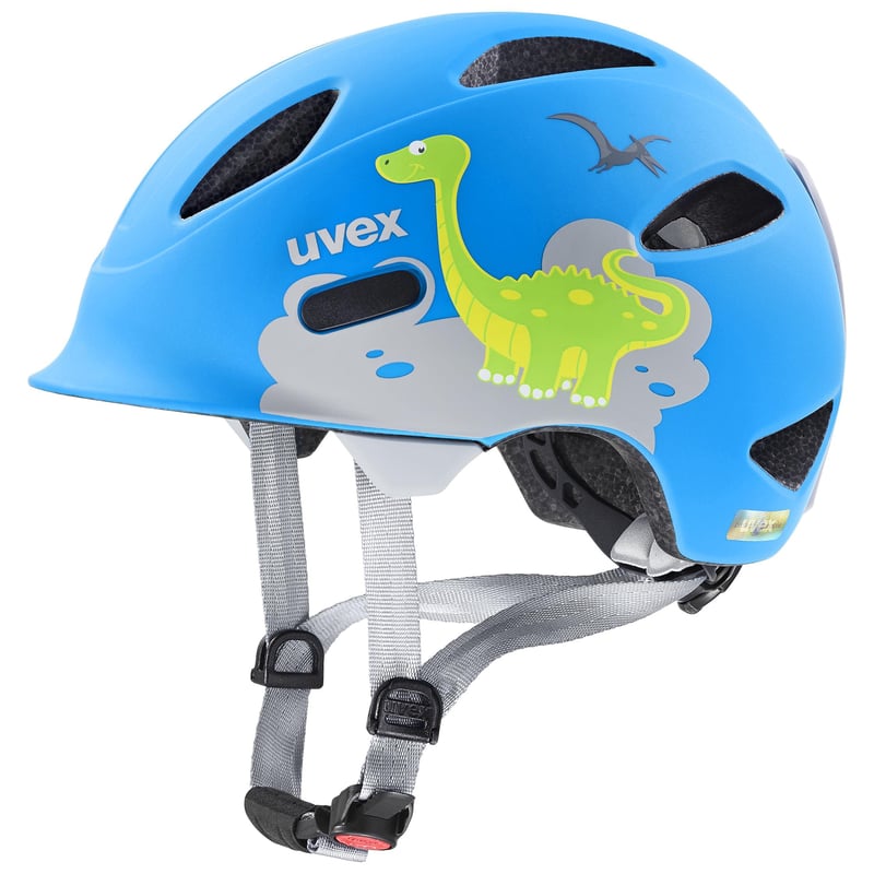 Detská cyklistická prilba Uvex OYO Style Ligero – Dino Blue matná – 50 – 54 cm – nastaviteľná veľkosť – s motívom dinosaurov