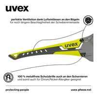 Ochelari de protecție premium Uvex pheos nxt - Anticeț, rezistenți la zgârieturi și la substanțe chimice - Antracit/Lime, lentile fumurii 6