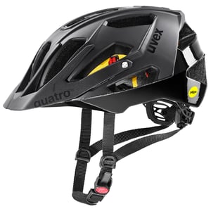 Cyklistická prilba Uvex Quatro cc MIPS – Čierna matná – 56-61 cm – Systém MIPS – Prateľné vnútro – MTB prilba pre mužov a ženy