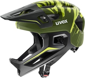Cască de ciclism full-face pentru copii Uvex React Jr. - verde măsliniu mat - 52-56 cm