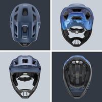 Detská celotvárová cyklistická prilba Uvex React Jr., matná dusk blue, obvod hlavy 52-56 cm, polykarbonátová škrupina s jadrom EPS, s individuálnym nastavením veľkosti 4
