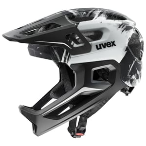 Uvex React Jr. Fullface dječja biciklistička kaciga, mat crno-bijela, 52-56 cm, individualno podešavanje veličine, polikarbonatna školjka s EPS jezgrom