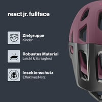 Detská MTB cyklistická prilba Uvex React Jr. Fullface s odnímateľným chráničom brady, individuálnym nastavením veľkosti, matná brusnicová, 52-56 cm 2