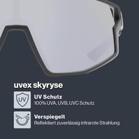 Unisex športové slnečné okuliare Uvex Skyryse - matná čierna/strieborné zrkadlové sklá - jedna veľkosť 2