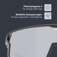 Unisex športové slnečné okuliare Uvex Skyryse - matná čierna/strieborné zrkadlové sklá - jedna veľkosť 3