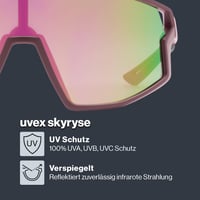 Unisex športové slnečné okuliare Uvex Skyryse - Burgundy Matt/Rose Mirror - UV ochrana - Priame odvetrávanie rámu - Jedna veľkosť 2