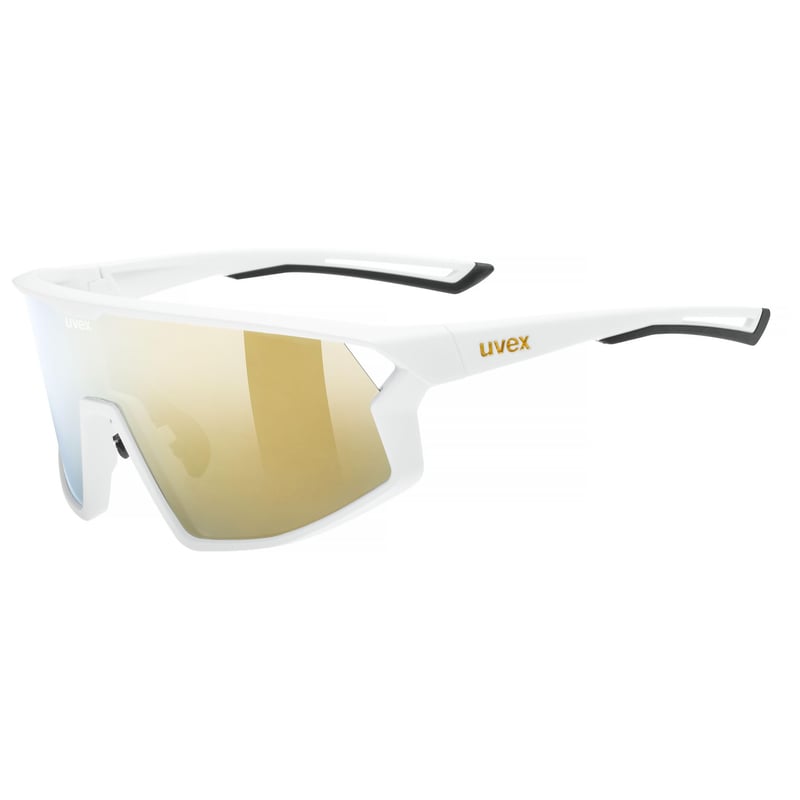 Ochelari de soare sport unisex Uvex Skyryse - Alb mat/Oglindă aurie - Protecție UV ridicată - Ventilație directă a ramei - Mărime unică