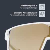 Ochelari de soare sport unisex Uvex Skyryse - Alb mat/Oglindă aurie - Protecție UV ridicată - Ventilație directă a ramei - Mărime unică 3