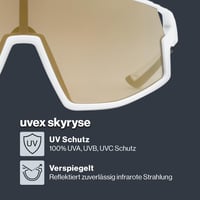 Ochelari de soare sport unisex Uvex Skyryse - Alb mat/Oglindă aurie - Protecție UV ridicată - Ventilație directă a ramei - Mărime unică 2