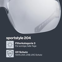 Športové okuliare Uvex Sportstyle 204 Unisex - čierno-biele/strieborné, 100% UV ochrana, pohodlné nosenie bez tlaku 2