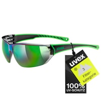 Športové slnečné okuliare Uvex Sportstyle 204 Unisex - čierno-zelené - 100 % UV ochrana - pohodlné a stabilné nosenie 1