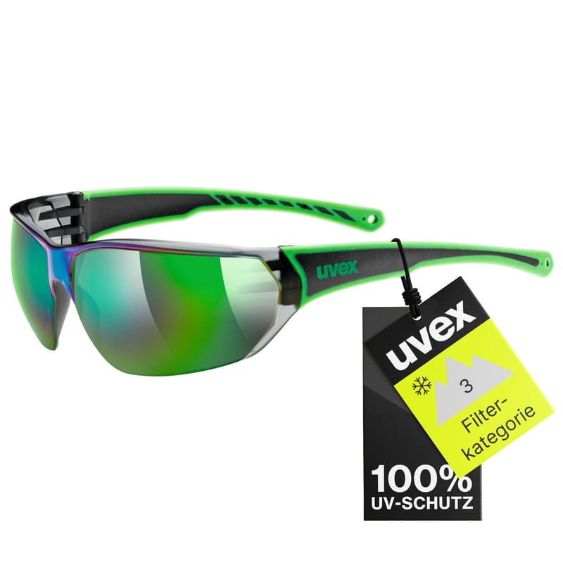 Športové slnečné okuliare Uvex Sportstyle 204 Unisex - čierno-zelené - 100 % UV ochrana - pohodlné a stabilné nosenie