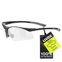 Športové okuliare Uvex Sportstyle 223 - Čierna-sivá/priehľadná - 100% UV ochrana - Unisex športové okuliare pre mužov a ženy 1