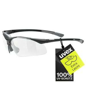 Uvex Sportstyle 223 sportske naočale - crno-sive/prozirne - 100% UV zaštita - uniseks sportske naočale za muškarce i žene