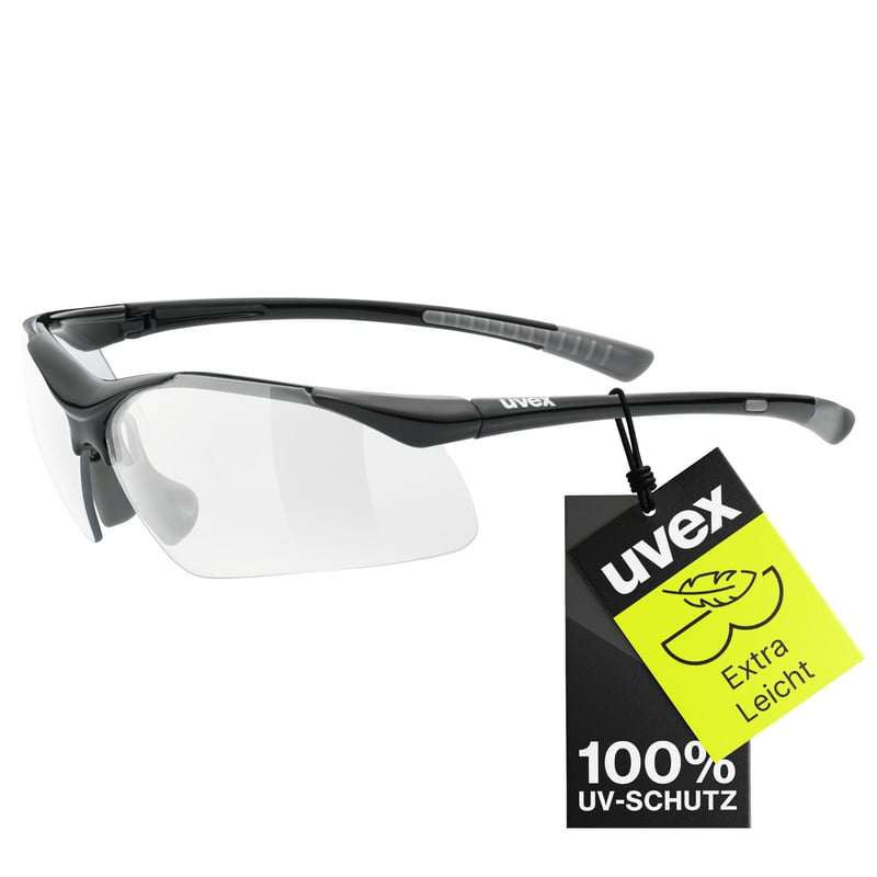Športové okuliare Uvex Sportstyle 223 - Čierna-sivá/priehľadná - 100% UV ochrana - Unisex športové okuliare pre mužov a ženy