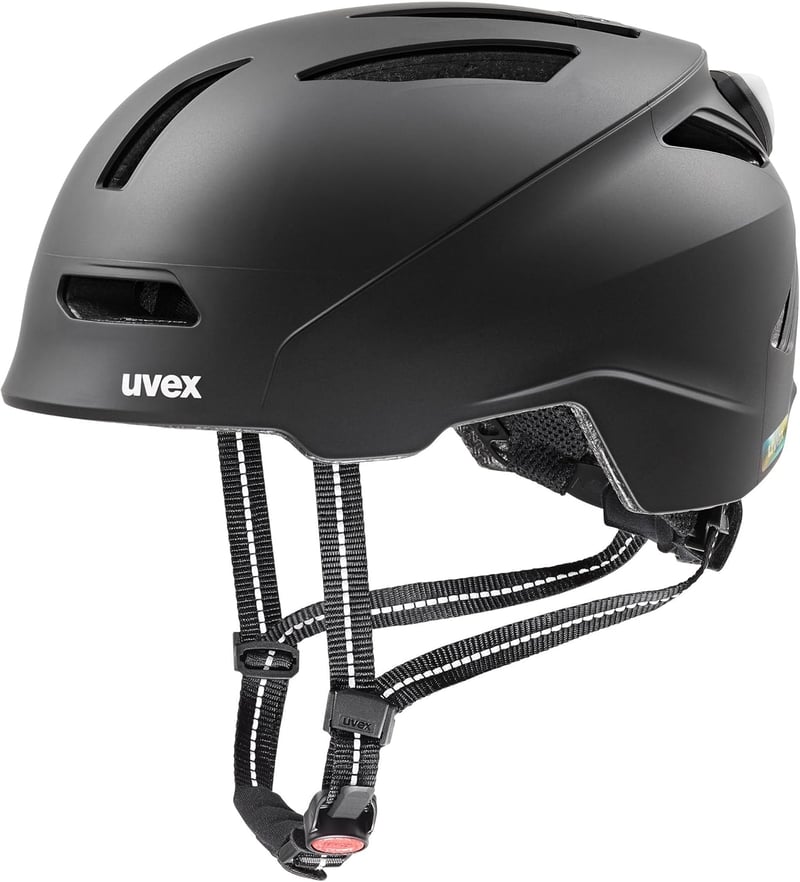 Uvex Urban Planet LED kerékpáros sisak LED világítással női és férfi - 54-58 cm, Gen. 2 UK, black matte