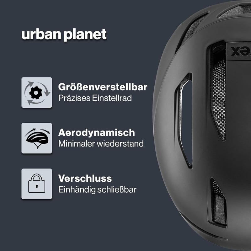 Uvex Urban Planet Város Kerékpáros Sisak Unisex Recycling Anyagból - 58-61 cm, Gen. 1, black matte