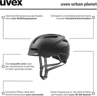 Uvex Urban Planet Város Kerékpáros Sisak Unisex Recycling Anyagból - 58-61 cm, Gen. 1, black matte 7