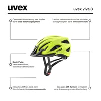 Cască de ciclism Uvex Viva 3 - Galben neon mat, circumferință cap 56-62 cm, cască de bicicletă unisex pentru adulți 6