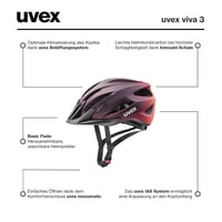 Cască de ciclism unisex Uvex Viva 3 - Plum/Grapefruit mat - 56-62 cm - Ușoară, interior lavabil, reglare personalizată a dimensiunii 6