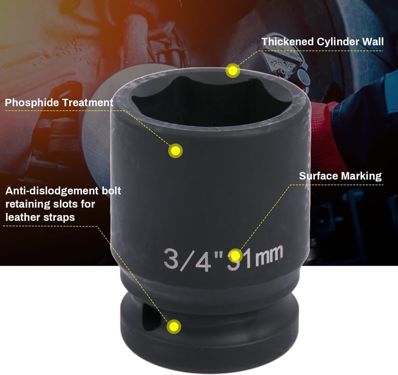 Cheie tubulară de impact de 3/4 inch Uxney, 31 mm hexagonală, din oțel crom-molibden, pentru uz industrial și mecanică auto