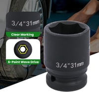 Cheie tubulară de impact de 3/4 inch Uxney, 31 mm hexagonală, din oțel crom-molibden, pentru uz industrial și mecanică auto 3