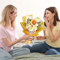 Buchet de Floarea-soarelui Croșetat UXORSN Decorațiune cu Flori Artificiale Lucrate Manual Buchet de Floarea-soarelui Zâmbitor 3