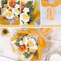 Buchet de Floarea-soarelui Croșetat UXORSN Decorațiune cu Flori Artificiale Lucrate Manual Buchet de Floarea-soarelui Zâmbitor 4