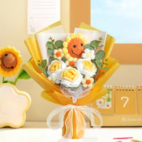 Buchet de Floarea-soarelui Croșetat UXORSN Decorațiune cu Flori Artificiale Lucrate Manual Buchet de Floarea-soarelui Zâmbitor 2