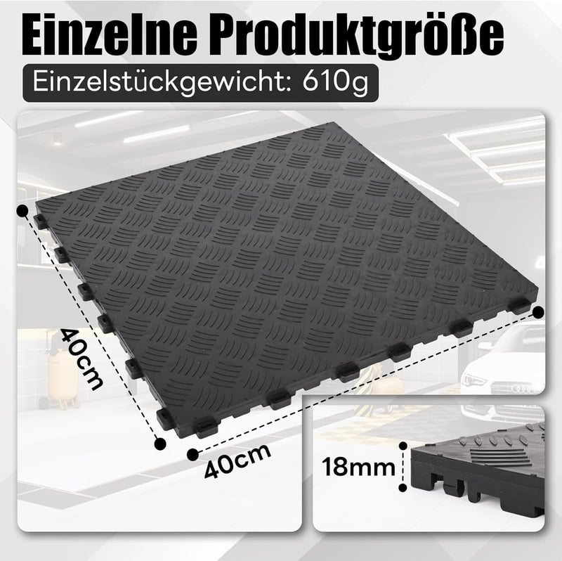 uyoyous 20 db Fekete Gumírozott Garázs Padlólap 40x40 cm Csúszásmentes