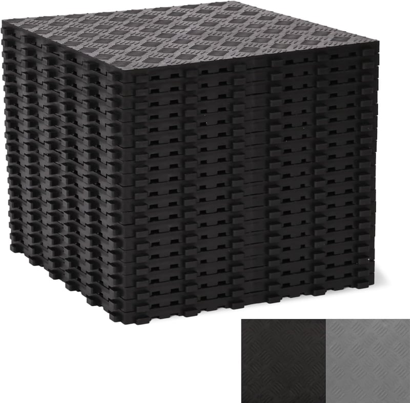 uyoyous 20 db Fekete Gumírozott Garázs Padlólap 40x40 cm Csúszásmentes