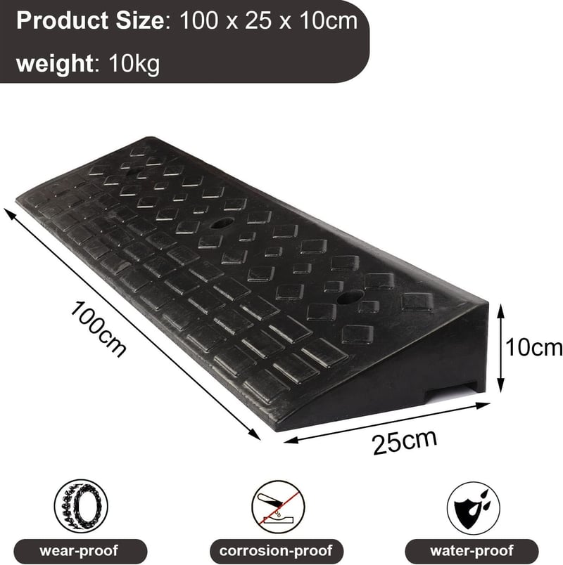 uyoyous Gumírozott Küszöb Rámpa 100x25x10 cm Autó Kerekesszék