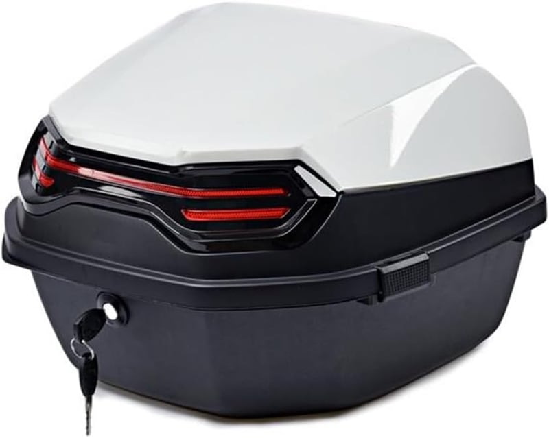 UYTOIZ Motorkerékpár Topbox Fehér 41x40x30cm Vízálló Tárolóbox Sisak Táska
