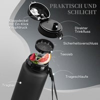 UZSPACE Gyerek Sportkulacs 500ml-1L Tritan BPA-mentes Szódavízhez - 1000ml, Classic Black 2