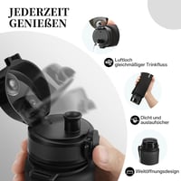 UZSPACE Gyerek Sportkulacs 500ml-1L Tritan BPA-mentes Szódavízhez - 1000ml, Classic Black 4