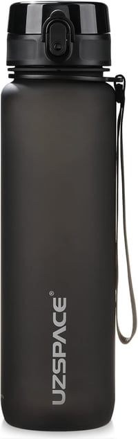 UZSPACE Gyerek Sportkulacs 500ml-1L Tritan BPA-mentes Szódavízhez - 1000ml, Classic Black 1