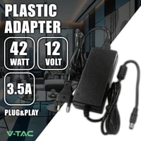 Sursă de alimentare V-TAC 12V 42W 3,5A pentru camere și benzi LED, AC 100-240V, mufă euro, negru 2