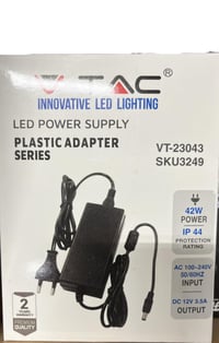 Sursă de alimentare V-TAC 12V 42W 3,5A pentru camere și benzi LED, AC 100-240V, mufă euro, negru 1