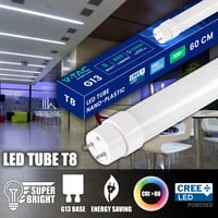 V-TAC 2 ks LED trubica 60 cm T8 G13 7,5W 850 lúmenov studená biela 6500K stropná nástenná náhrada za neónovú trubicu do garáže 9