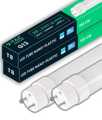 V-TAC 2ks LED trubica 150 cm T8 20W 2100 lúmenov so čipom Samsung pätica G13 6500K studená biela stropná nástenná náhrada za neónovú trubicu do garáže 1
