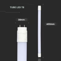 V-TAC 2 buc. Tub LED 60 cm T8 G13 7,5W 850 Lumeni Chip Samsung Alb Rece 6500K pentru Tavan Perete Garaj Magazin Înlocuitor Neon 3