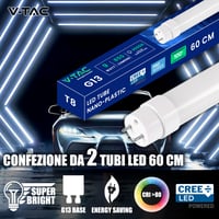 V-TAC 2ks LED trubica 60 cm T8 G13 9W CREE čip 850 lúmenov neutrálna biela 4000K stropná nástenná do garáže náhrada za neónovú trubicu 2